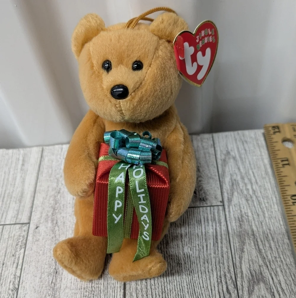 Ty  Gifts Bear with Festive Red and Green Gift
